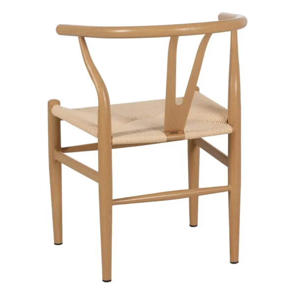 Set 2 scaune dining bej natur din metal si fibre naturale Lysse - imagine 4