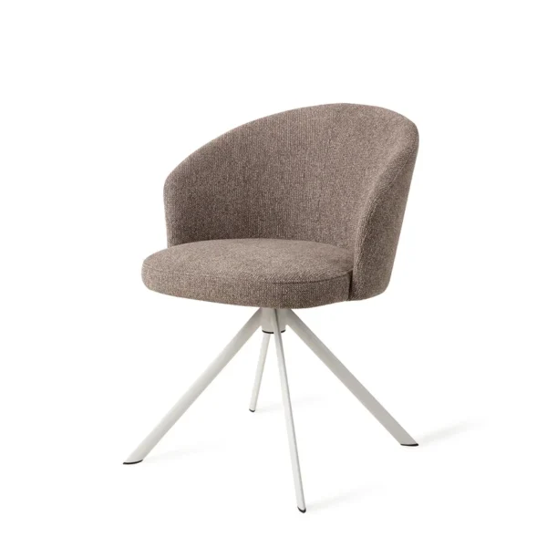 Scaun dining rotativ grej/alb din tesatura Niimi - imagine 3