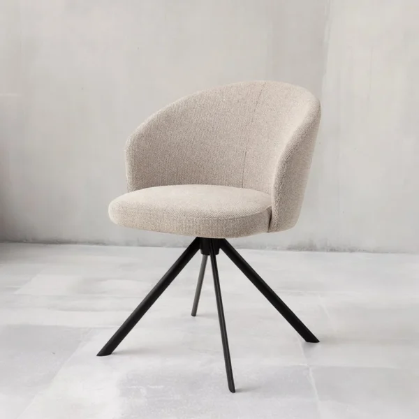 Scaun dining rotativ bej/negru din tesatura Niimi - imagine 2