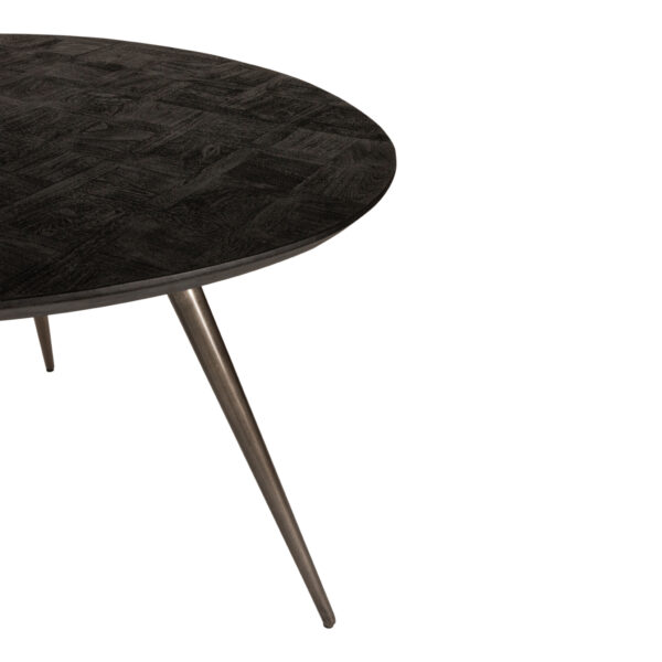 Masa dining neagra rotunda din lemn de acacia Fieron - imagine 3