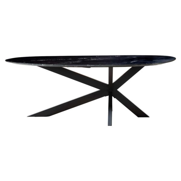 Masa dining neagra din marmura si fier Trocadero - imagine 2