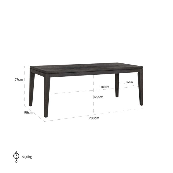 Masa dining neagra din lemn de stejar Blackbone - imagine 5