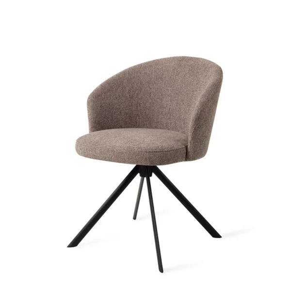 Scaun dining rotativ grej/negru din tesatura Niimi - imagine 3