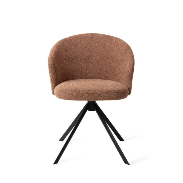Scaun dining rotativ maro/negru din tesatura Niimi