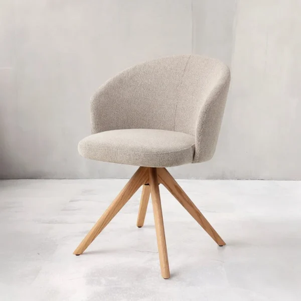 Scaun dining rotativ bej/stejar din tesatura Niimi - imagine 2