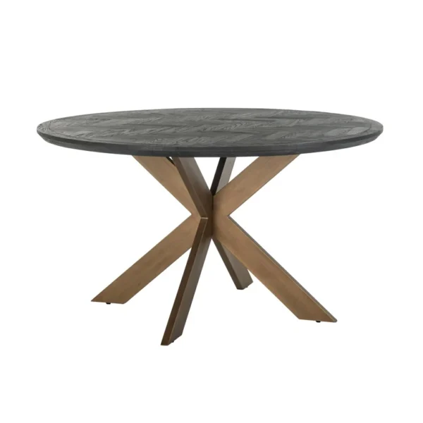 Masa dining neagra/aramie Ø140cm Blackbone