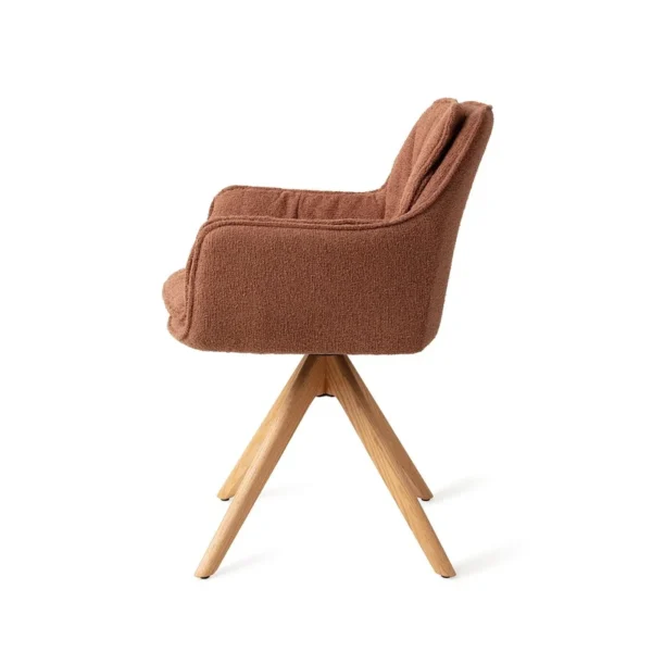 Set 2 scaune dining rotative din tesatura caramiziu/stejar Akune - imagine 4
