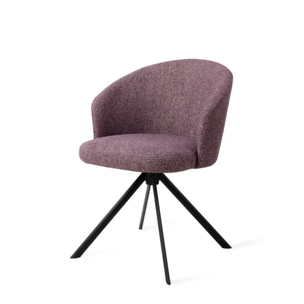 Scaun dining rotativ mov/negru din tesatura Niimi - imagine 2
