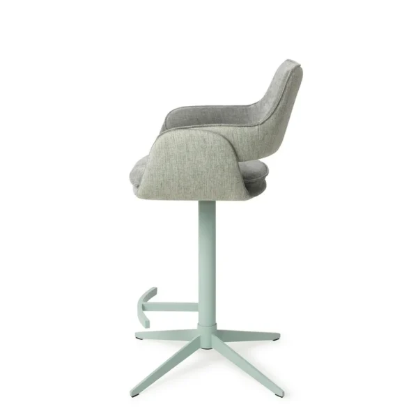 Scaun de bar rotativ gri vernil din tesatura Oketo - imagine 4