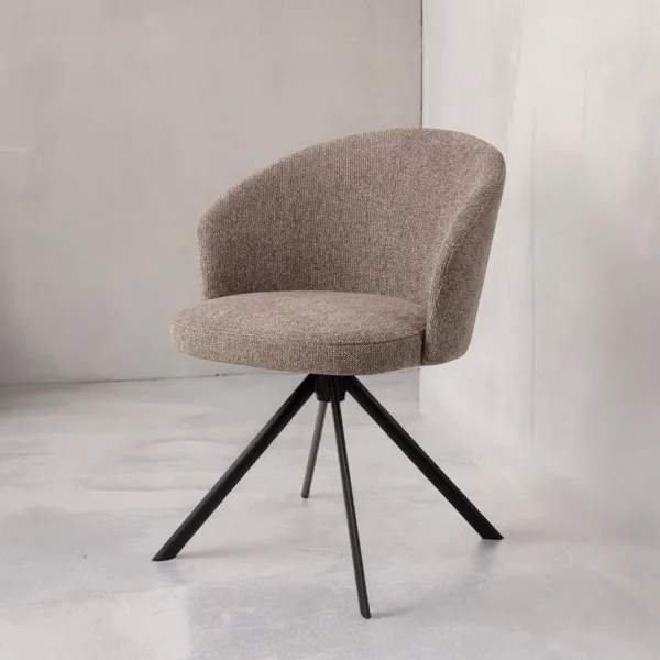 Scaun dining rotativ grej/negru din tesatura Niimi - imagine 2
