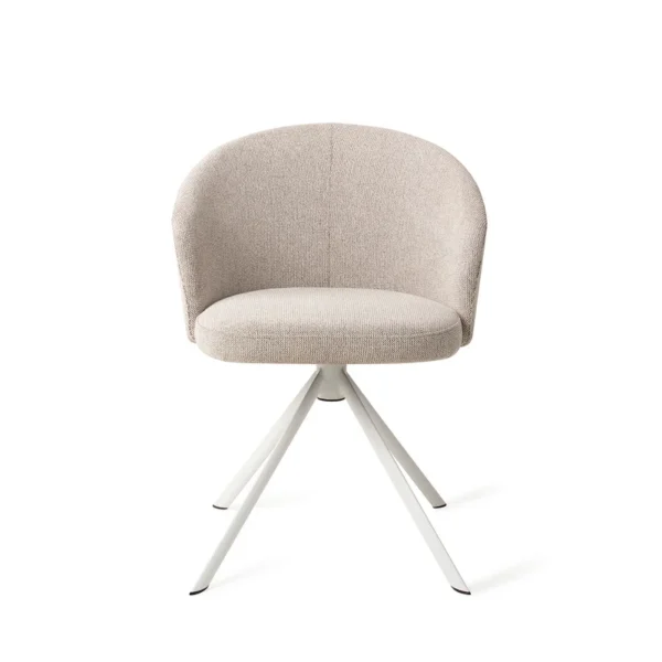 Scaun dining rotativ bej/alb din tesatura Niimi