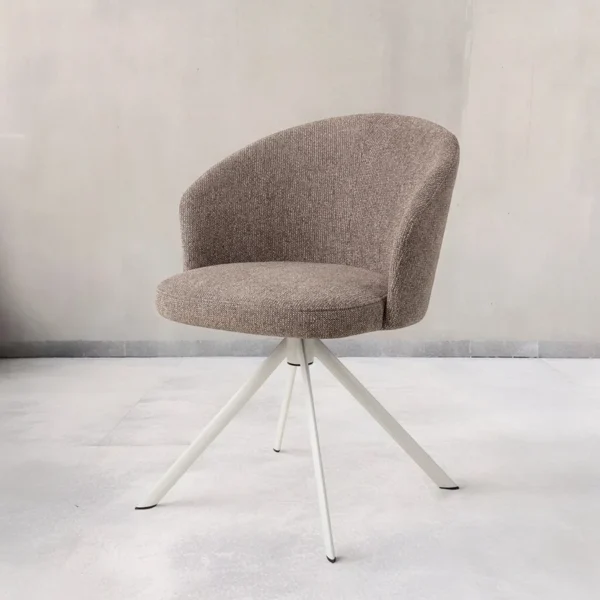 Scaun dining rotativ grej/alb din tesatura Niimi - imagine 2