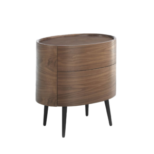 Noptiera ovala maro din lemn de nuc Annabelle