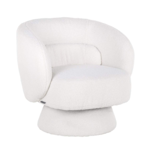 Fotoliu rotativ alb din blana artificiala Senna