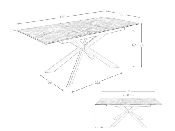 Masa dining extensibila maro din marmura si metal Grande Amore - imagine 6