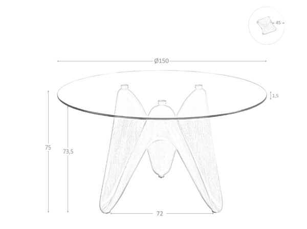 Masa dining maro din lemn Ø150 Crystal II - imagine 7