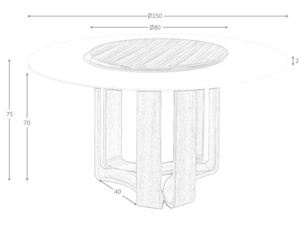Masa dining rotunda maro/alba din lemn si portelan Dolcessa - imagine 7