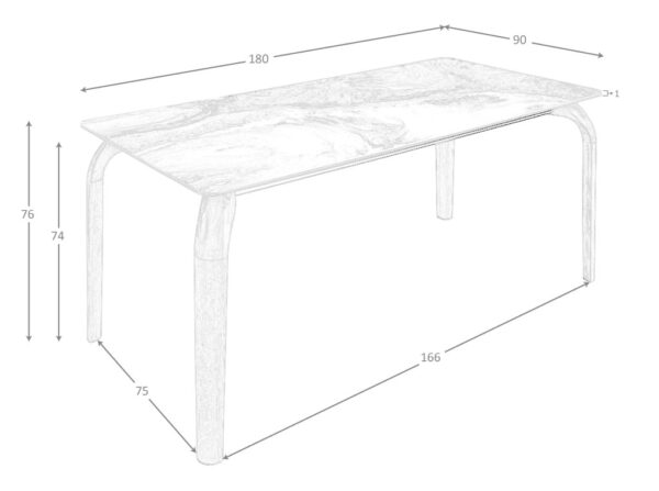 Masa dining maro/gri din lemn si portelan Windless - imagine 8