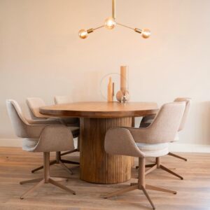 Scaun de birou rotativ bej din tesatura Oketo