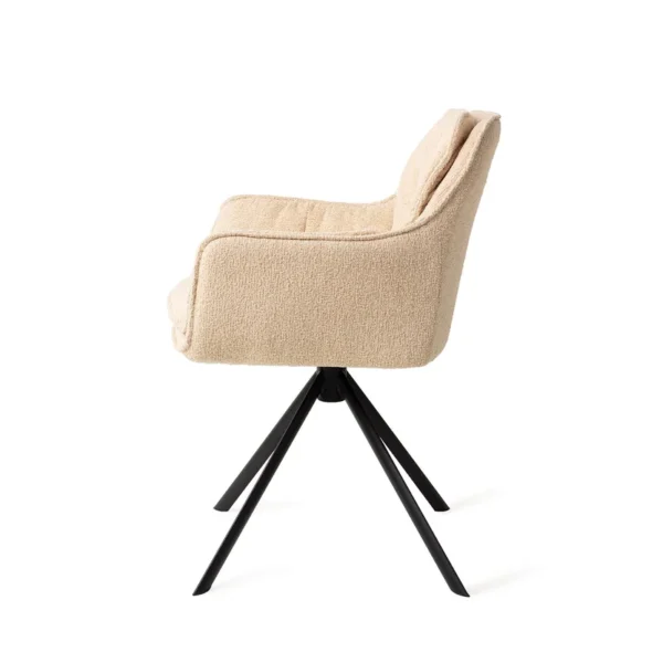 Set 2 scaune dining rotative din tesatura bej/negru Akune - imagine 4