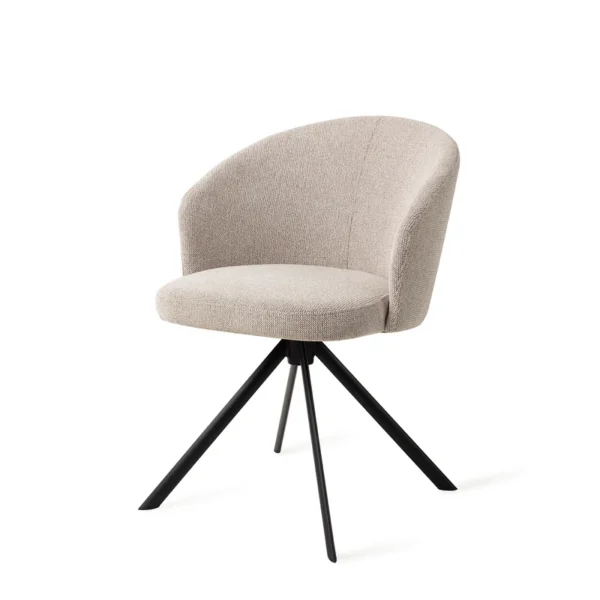 Scaun dining rotativ bej/negru din tesatura Niimi - imagine 3