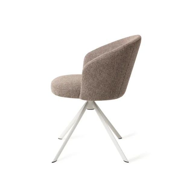 Scaun dining rotativ grej/alb din tesatura Niimi - imagine 4