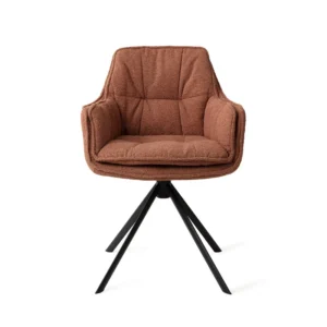 Set 2 scaune dining rotative din tesatura caramiziu/negru Akune