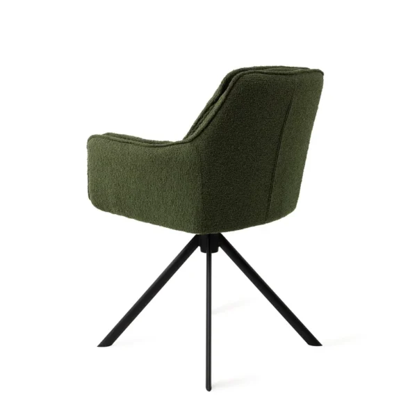 Set 2 scaune dining rotative din tesatura verde/negru Akune - imagine 3