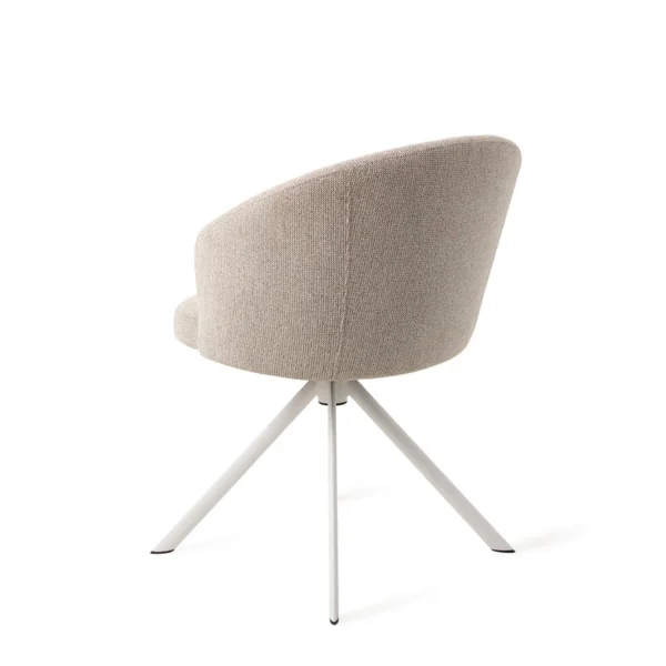 Scaun dining rotativ bej/alb din tesatura Niimi - imagine 5