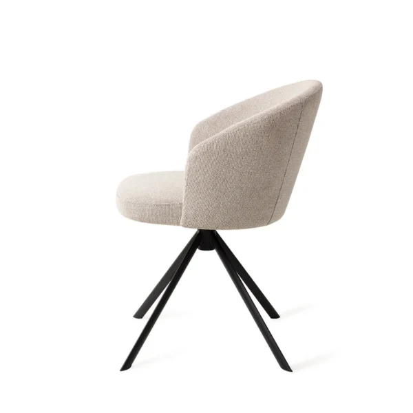 Scaun dining rotativ bej/negru din tesatura Niimi - imagine 4