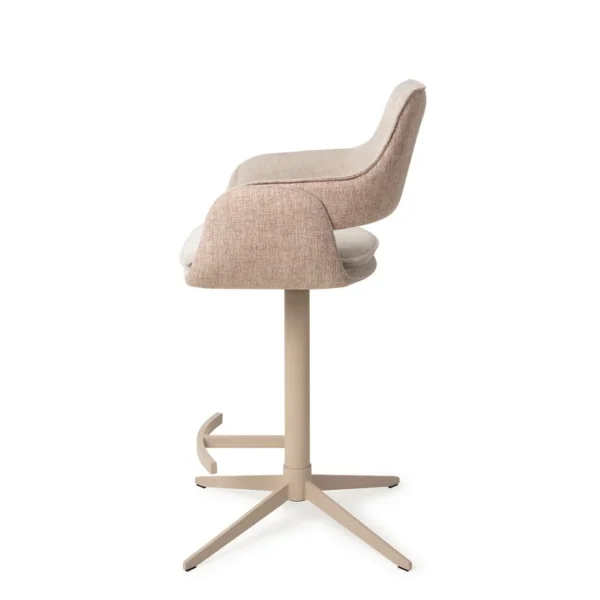 Scaun de bar rotativ bej din tesatura Oketo - imagine 4