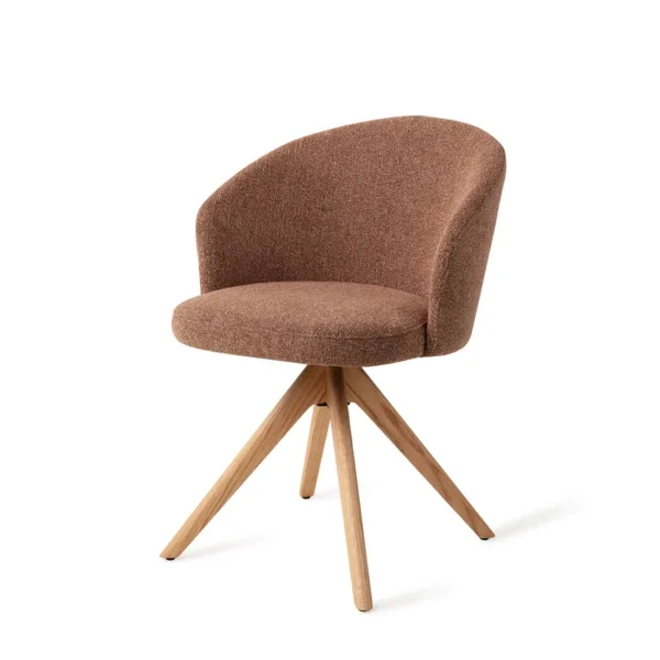 Scaun dining rotativ maro/stejar din tesatura Niimi - imagine 3
