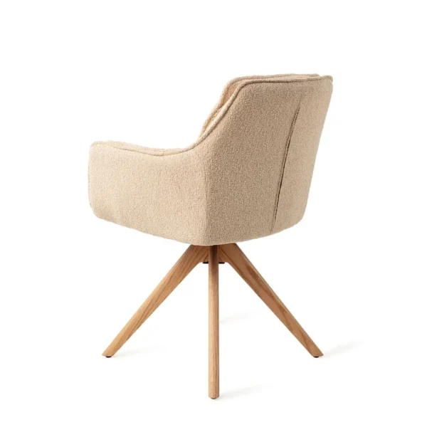 Set 2 scaune dining rotative din tesatura bej/stejar Akune - imagine 3