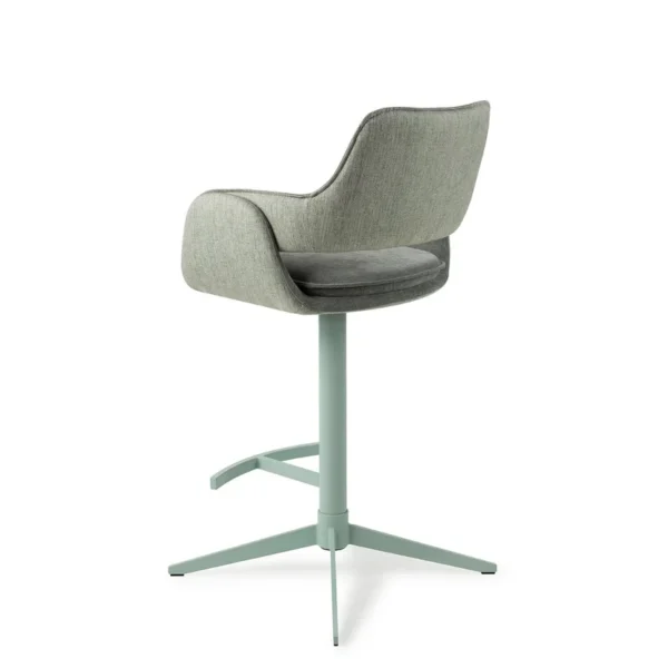 Scaun de bar rotativ gri vernil din tesatura Oketo - imagine 3