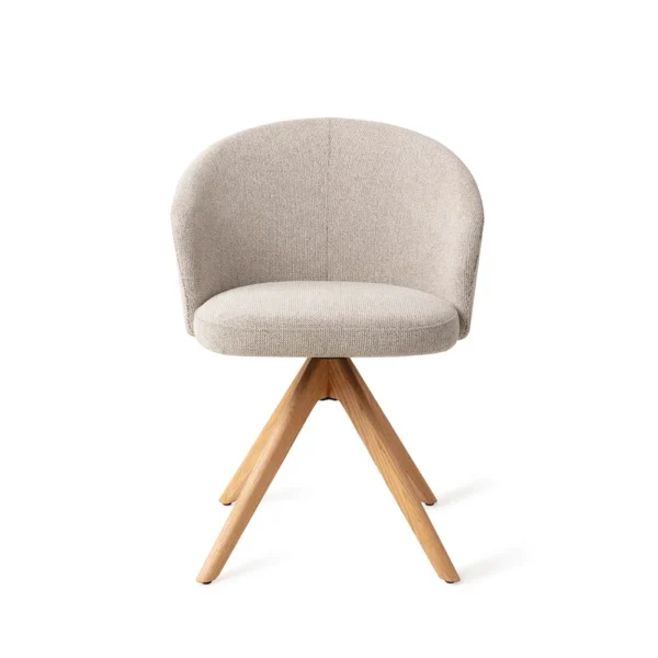 Scaun dining rotativ bej/stejar din tesatura Niimi
