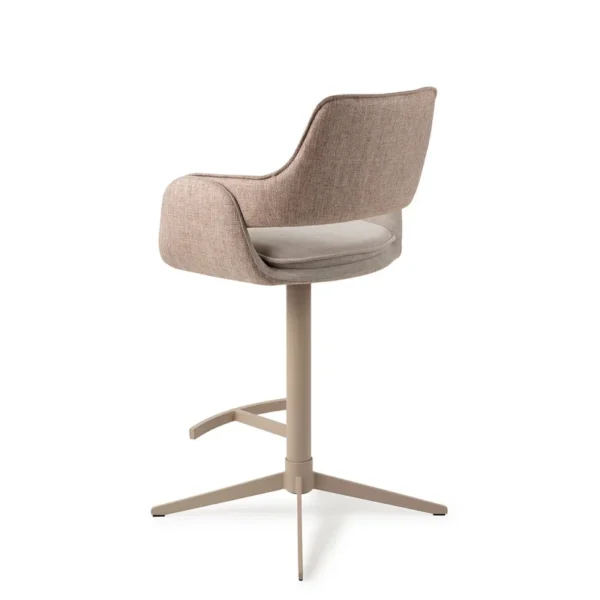 Scaun de bar rotativ bej din tesatura Oketo - imagine 3