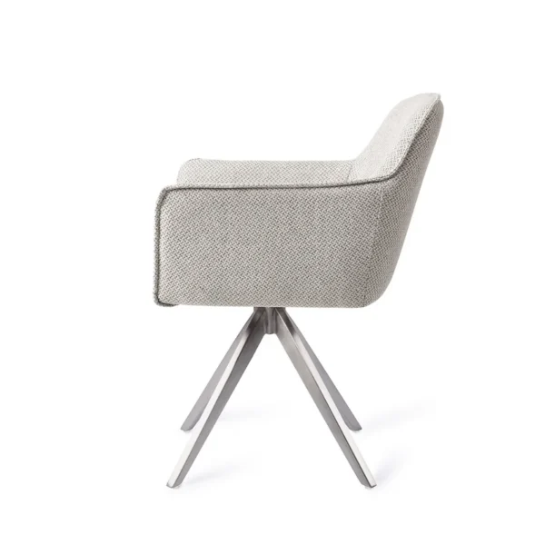 Set 2 scaune dining rotative din tesatura gri deschis/argintiu Hofu - imagine 4