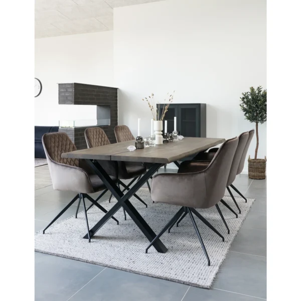 Scaun dining rotativ maro din catifea Harbo - imagine 2