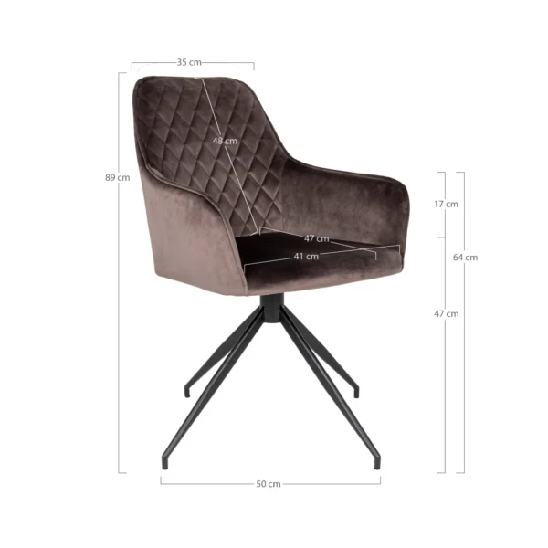 Scaun dining rotativ maro din catifea Harbo - imagine 9