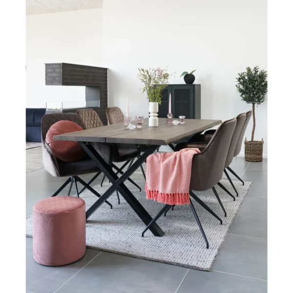 Scaun dining rotativ maro din catifea Harbo - imagine 7