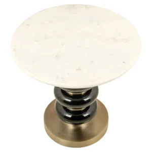 Masa laterala neagra/aurie din marmura si aluminiu Boann
