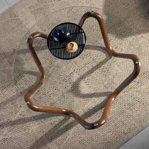 Masa de cafea maro din lemn si sticla Crystal