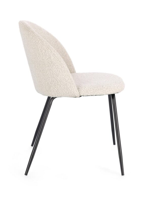 Set 2 scaune dining albe din tesatura boucle Tanya - imagine 3
