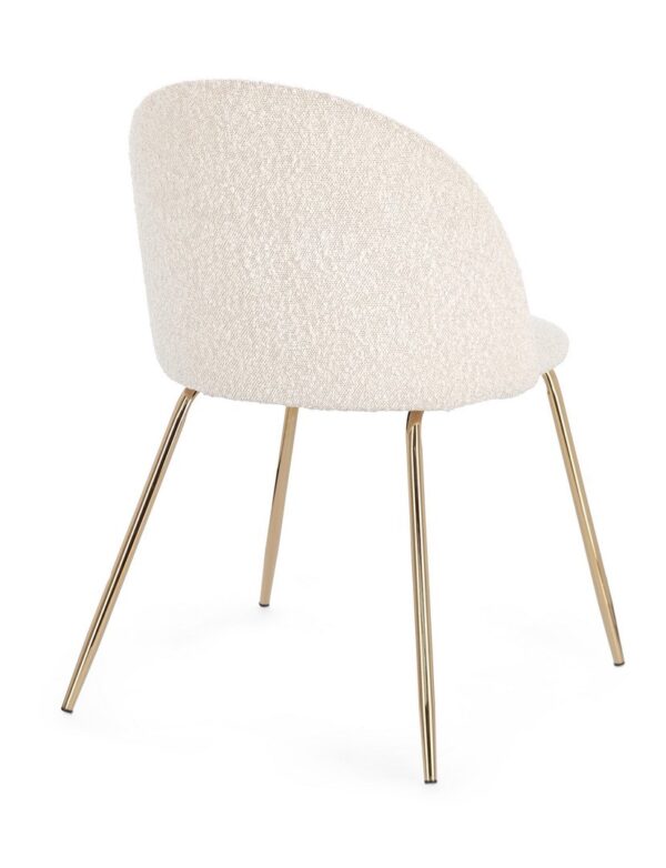 Set 2 scaune dining albe/aurii din tesatura boucle Tanya - imagine 4