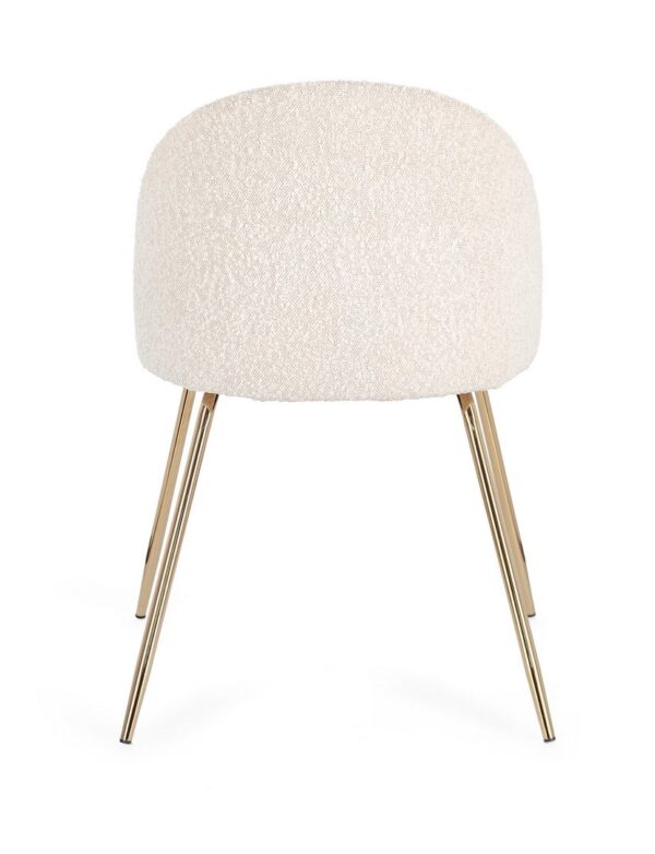 Set 2 scaune dining albe/aurii din tesatura boucle Tanya - imagine 5