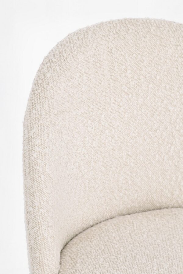 Set 2 scaune dining albe/aurii din tesatura boucle Tanya - imagine 6