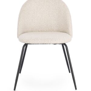 Set 2 scaune dining albe din tesatura boucle Tanya