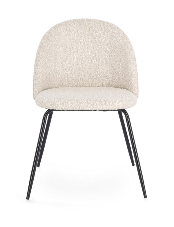 Set 2 scaune dining albe din tesatura boucle Tanya - imagine 2