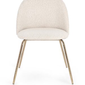 Set 2 scaune dining albe/aurii din tesatura boucle Tanya