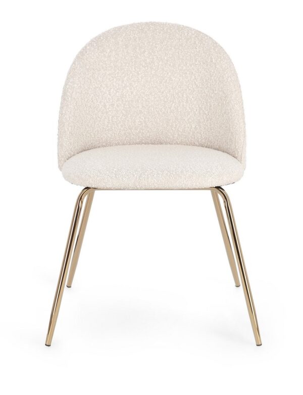 Set 2 scaune dining albe/aurii din tesatura boucle Tanya - imagine 2